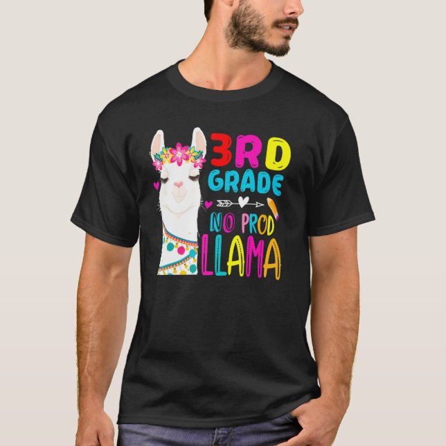 Camiseta Third Team 3rd Grade Teacher Rainbow No Prob Llama (Anverso)