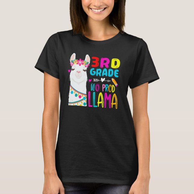 Camiseta Third Team 3rd Grade Teacher Rainbow No Prob Llama (Anverso)