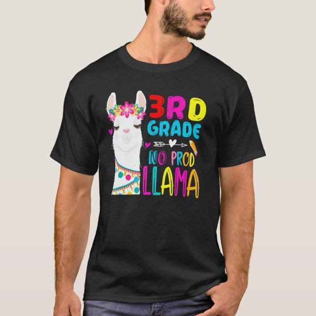 Camiseta Third Team 3rd Grade Teacher Rainbow No Prob Llama (Anverso)