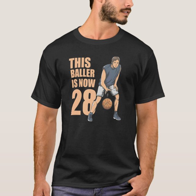 Camiseta This Baller Is Now 28 Cute 28th Basketball For Boy (Anverso)