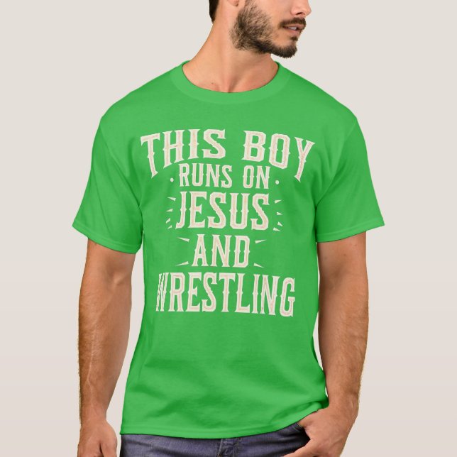Camiseta This Boy On Jesus Wrestling Faith Sports Boys boy (Anverso)