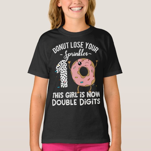 Camiseta This Girl is Now Double Digits Shirt 10th Birthday (Anverso)