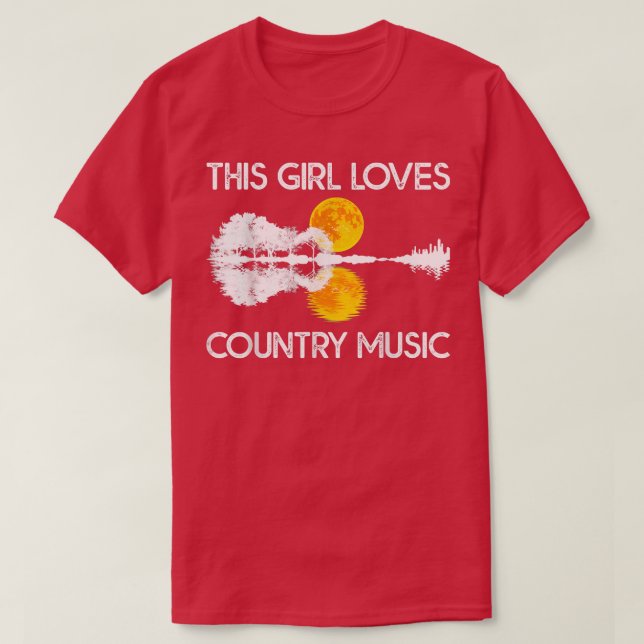 Camiseta This Girl Loves Country Music Tshirt Guitar Lake S (Diseño del anverso)