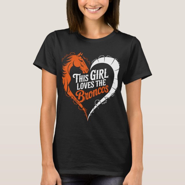 Camiseta This Girl Loves Rodeo Bucking Bronc Riding Heart W (Anverso)