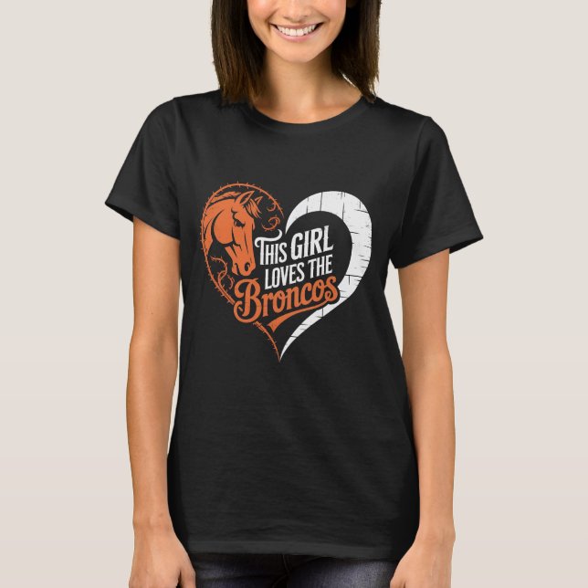 Camiseta This Girl Loves Rodeo Bucking Bronc Riding Heart W (Anverso)
