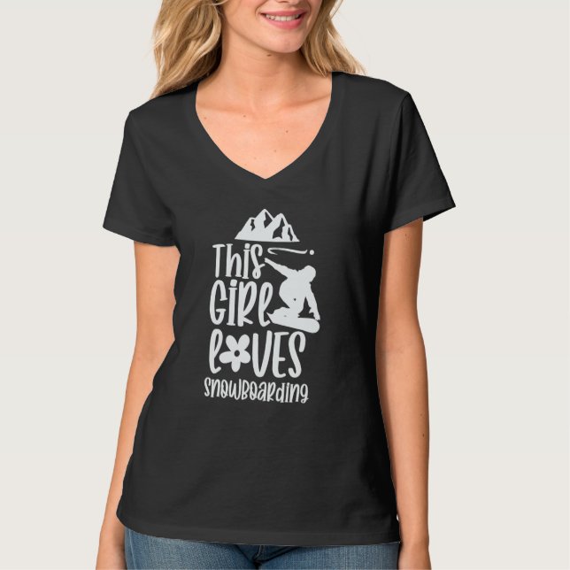 Camiseta This Girl Loves Snowboarding  Snowboard Snowboarde (Anverso)