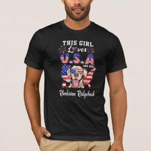 Camiseta This Girl Loves Usa And Dog 4th Of July Rhodesian