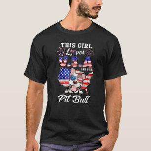 Camiseta This Girl Loves Usa And Her Dog 4th Of July Pit Bu