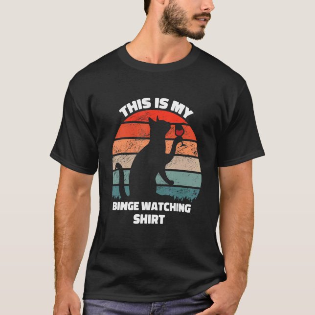 Camiseta This is my binge watching  Retro Cat and Series (Anverso)