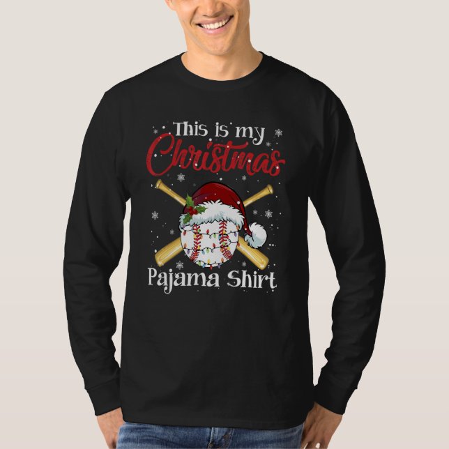 Camiseta This Is My Christmas Baseball Pajama  For Boys Men (Anverso)