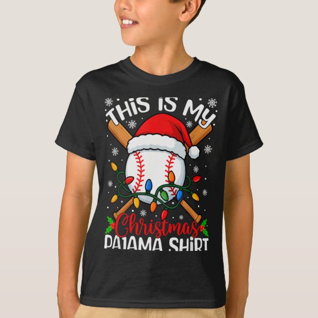 Camiseta This Is My Christmas Baseball Pajama Shirt Xmas Me (Anverso)