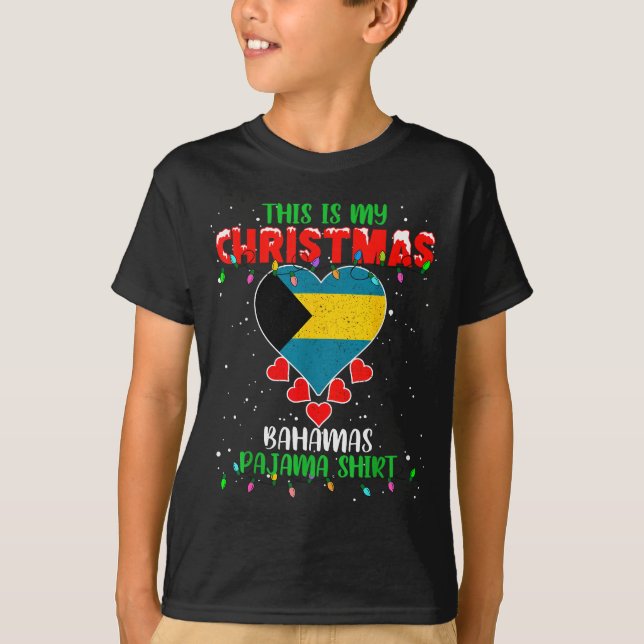Camiseta This Is My Christmas Lights Love Bahamas Flag Paja (Anverso)