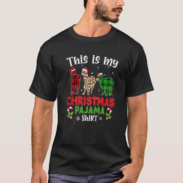 Camiseta This Is My Christmas Pajama Alpaca Animals Leopard (Anverso)