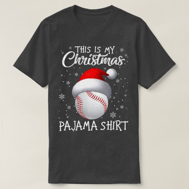 Camiseta This Is My Christmas Pajama Baseball Santa Hat Sno (Diseño del anverso)