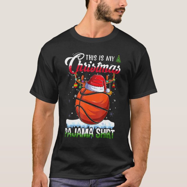 Camiseta This Is My Christmas Pajama  Basketball Xmas Light (Anverso)