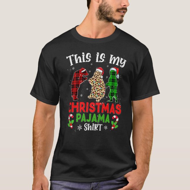 Camiseta This Is My Christmas Pajama Bear Animals Leopard P (Anverso)