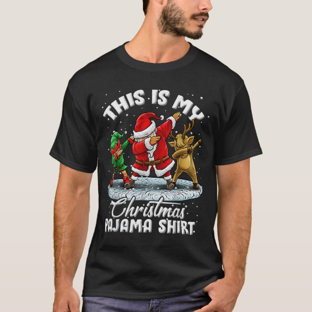 Camiseta This Is My Christmas Pajama Dabbing Santa Elf Paja (Anverso)