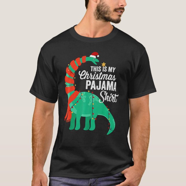 Camiseta This Is My Christmas Pajama Dinosaur Brontosaurus  (Anverso)