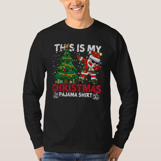 Camiseta This Is My Christmas Pajama Santa Hat Xmas PJ cost (Anverso)