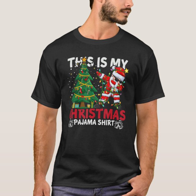 Camiseta This Is My Christmas Pajama Santa Hat Xmas PJ cost (Anverso)
