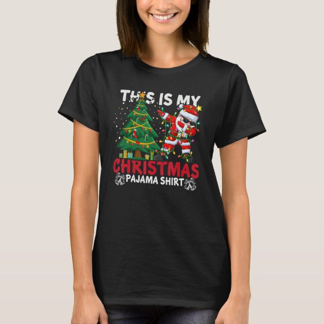 Camiseta This Is My Christmas Pajama Santa Hat Xmas PJ cost (Anverso)