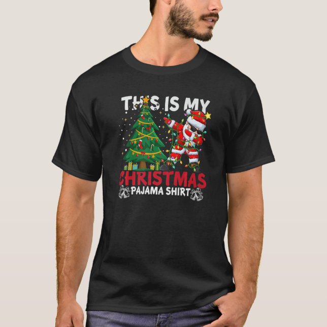 Camiseta This Is My Christmas Pajama Santa Hat Xmas PJ cost (Anverso)