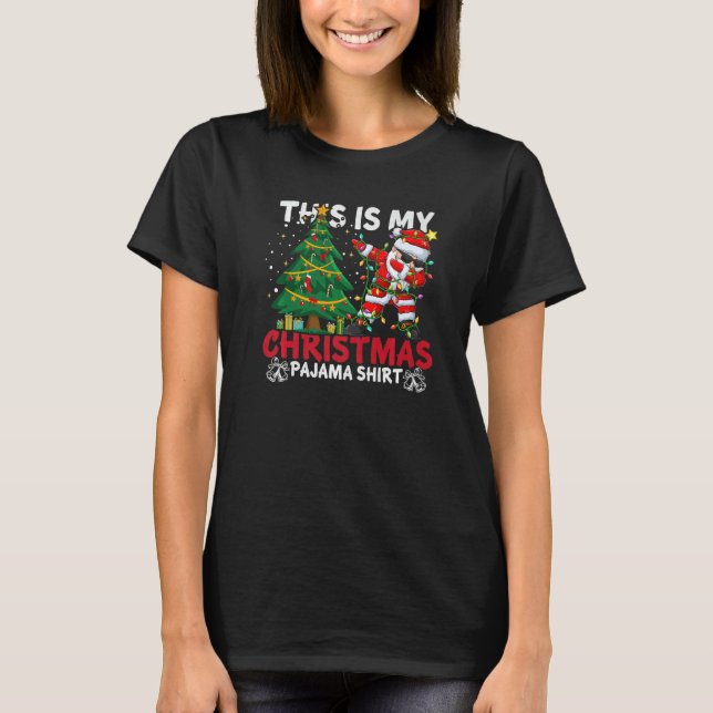 Camiseta This Is My Christmas Pajama Santa Hat Xmas PJ cost (Anverso)