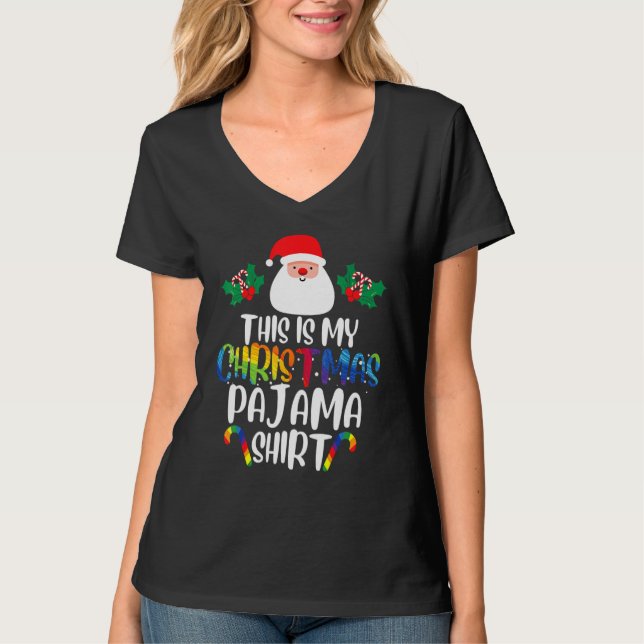 Camiseta This Is My Christmas Pajama  Santa Rainbow LGBT Pr (Anverso)