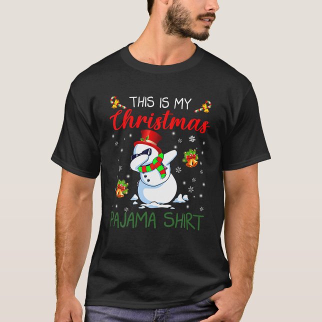 Camiseta This Is My Christmas Pajama Santa Reindeer Snowman (Anverso)
