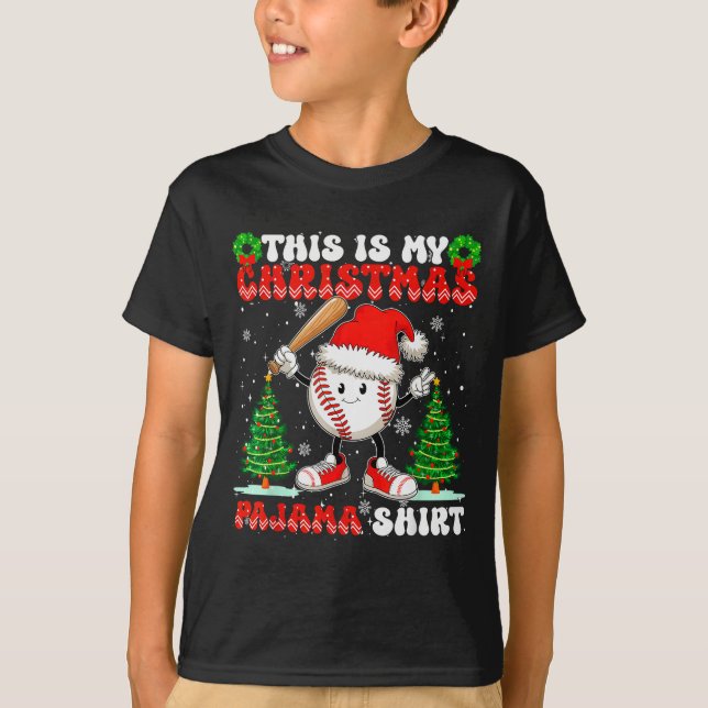 Camiseta This Is My Christmas Pajama Shirt Baseball Boys Me (Anverso)