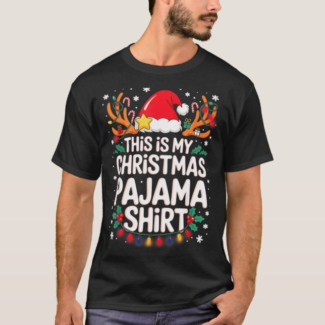 Camiseta This Is My Christmas Pajama Shirt Funny Xmas Pjs M (Anverso)