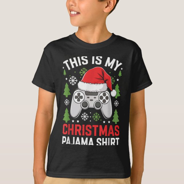 Camiseta This Is My Christmas Pajama Shirt Gamer Teen Boy X (Anverso)