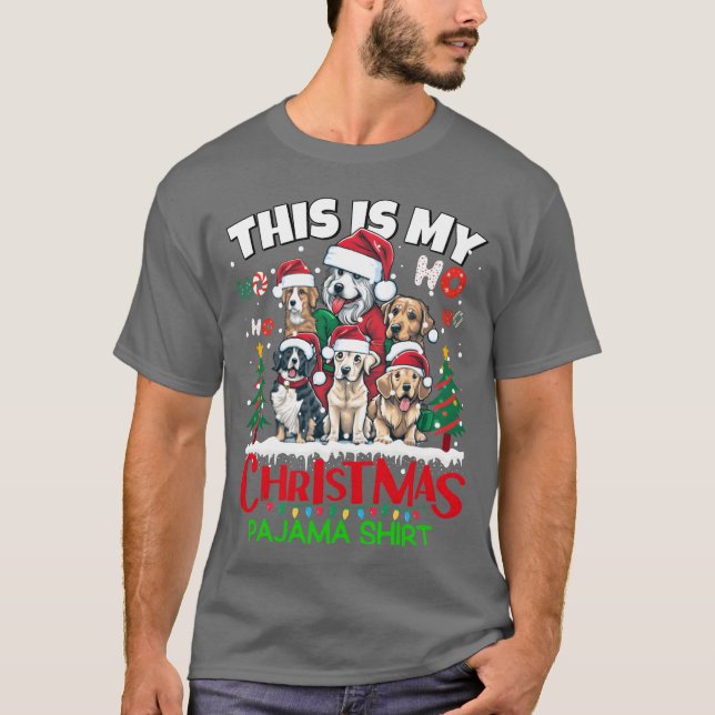 Camiseta This is my Christmas Pajama shirt Puppy Dogs Santa (Anverso)
