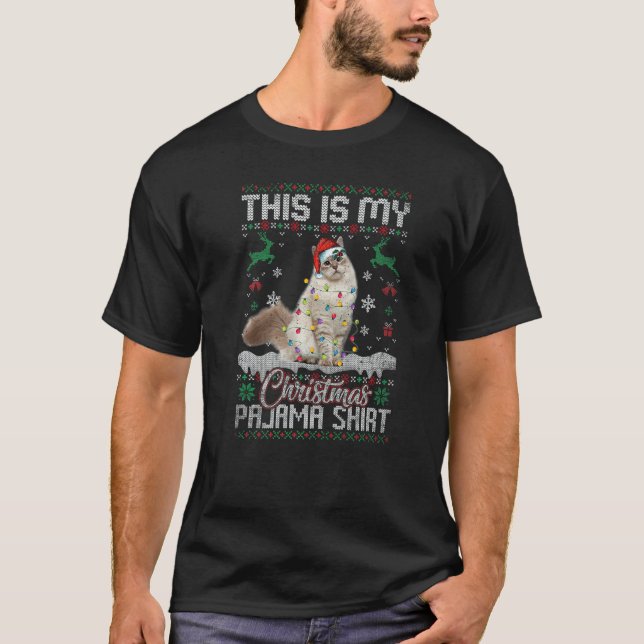 Camiseta This Is My Christmas Pajama  Siberian Cat Xmas (Anverso)