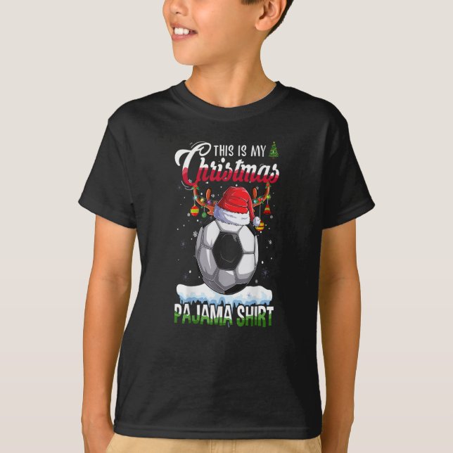 Camiseta This is My Christmas Pajama Soccer Christmas Light (Anverso)