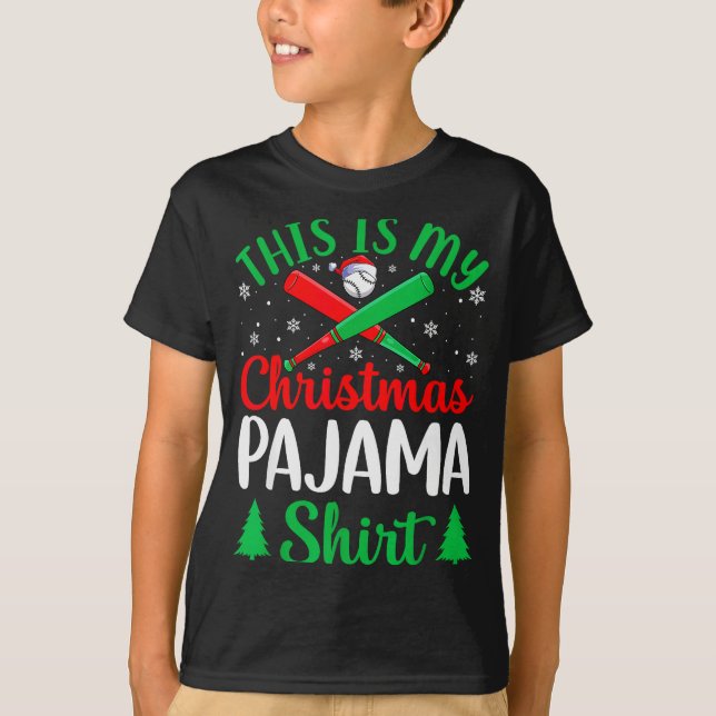 Camiseta This Is My Christmas Pajama Tees Baseball Xmas Srt (Anverso)