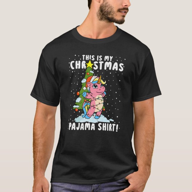 Camiseta This is My Christmas Pajama   Unicorn Girls Xmas (Anverso)
