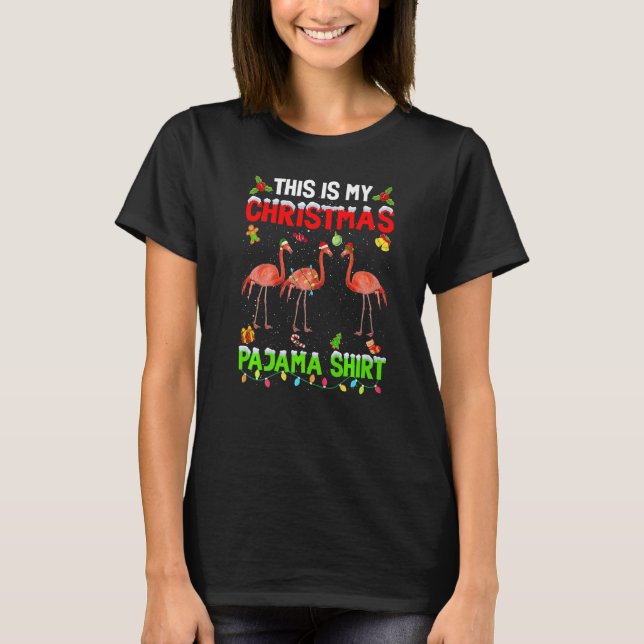 Camiseta This Is My Christmas Pajama Xmas Flamingo Squad (Anverso)