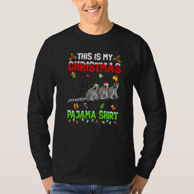 Camiseta This Is My Christmas Pajama Xmas Lemur Squad (Anverso)