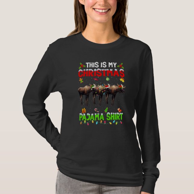 Camiseta This Is My Christmas Pajama Xmas Moose Squad (Anverso)
