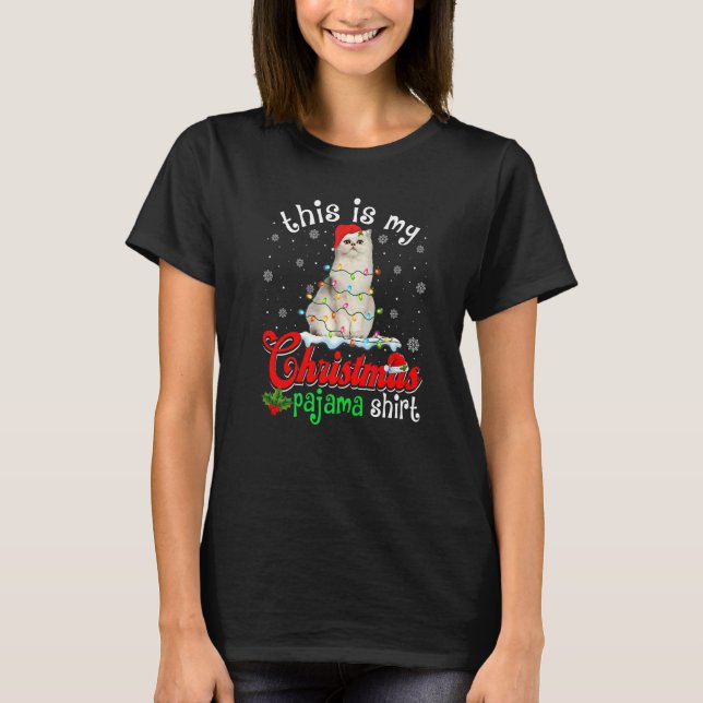 Camiseta This Is My Christmas Pajama Xmas Persian Cat Tree (Anverso)