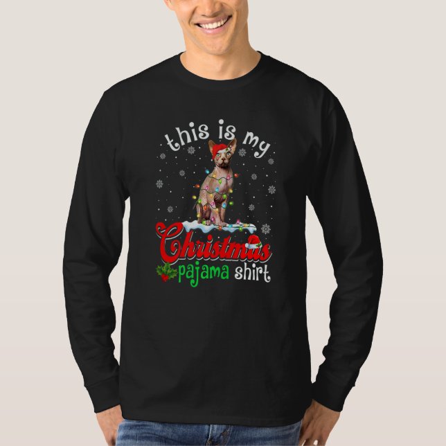 Camiseta This Is My Christmas Pajama Xmas Sphynx Cat Tree (Anverso)