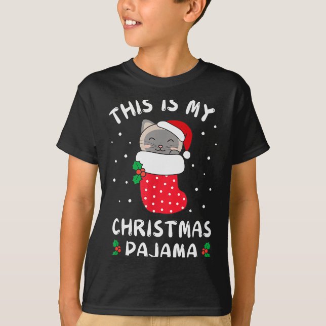 Camiseta This Is My Christmas Pajamas Sweet Siam Cat Stocki (Anverso)