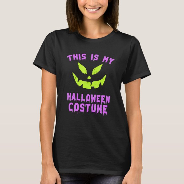 Camiseta This Is My Halloween Costume With Scary Pumpkin Fa (Anverso)