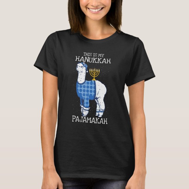 Camiseta This is My Hanukkah Pajamakah Llama Menorah  Pajam (Anverso)