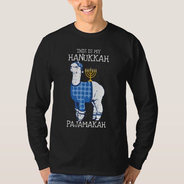 Camiseta This is My Hanukkah Pajamakah Llama Menorah  Pajam (Anverso)