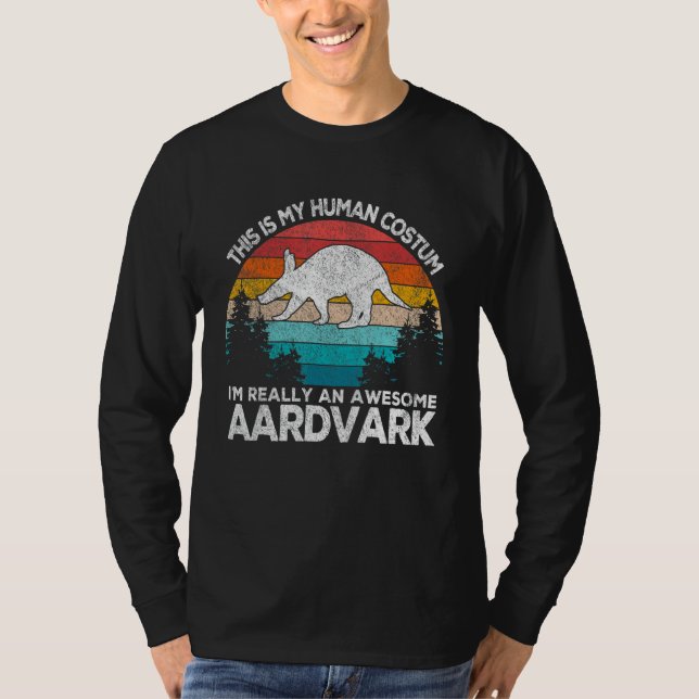 Camiseta This Is My Human Costum Retro Aardvark  Aardvark (Anverso)