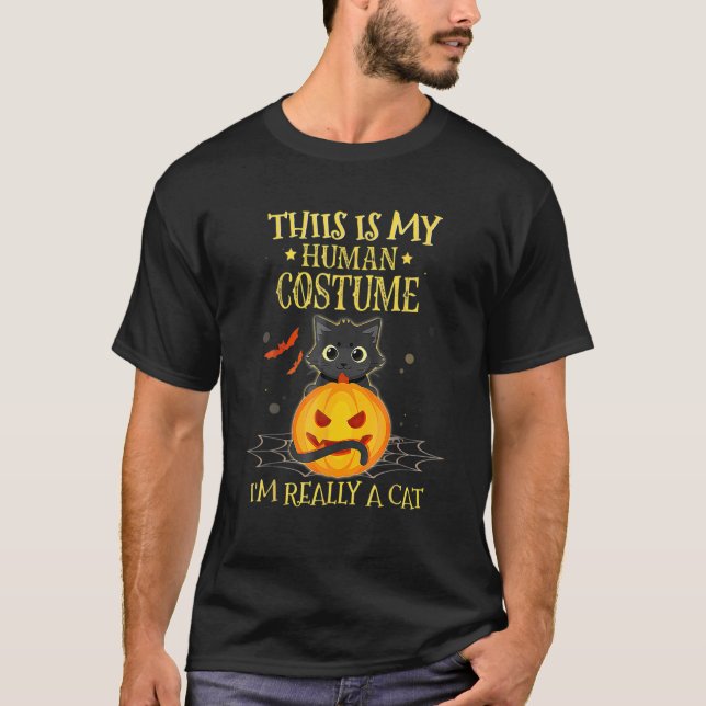 Camiseta This Is My Human Costume I'm Really A Cat Pumkin H (Anverso)