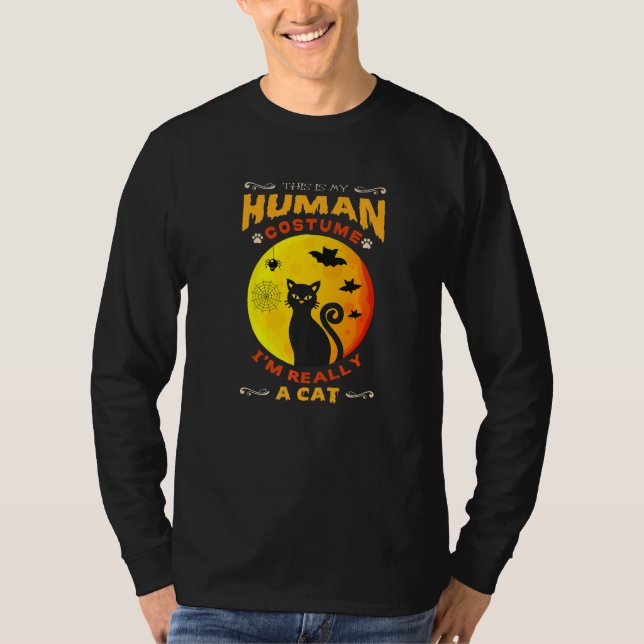 Camiseta This Is My Human Costume I'm Really A Cat Pumkin H (Anverso)