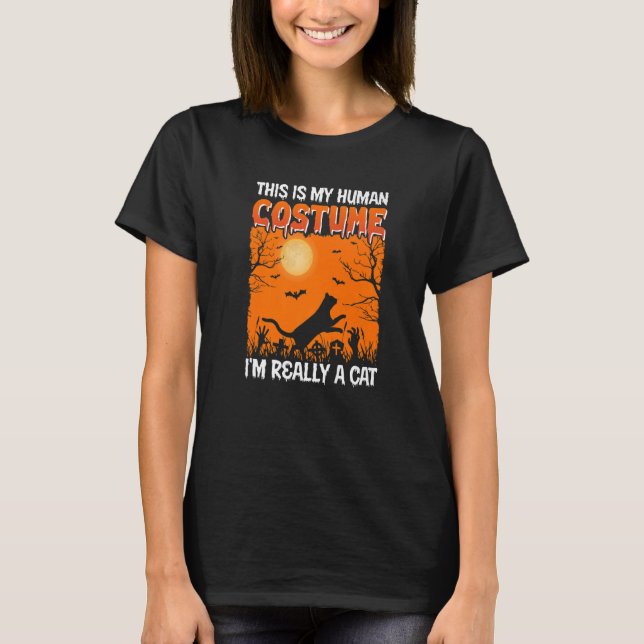 Camiseta This Is My Human Costume I'm Really A Cat Pumkin H (Anverso)